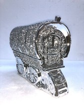 Crushed Diamond Wagon Gypsy Silver Caravan Display Ornament Glitter Bling Shelf