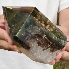 2.08LB  Natural crystal, transparent green ghost crystal pillar, energy gemstone