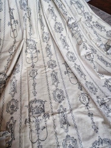 Vintage beige black toile pair - vintage,