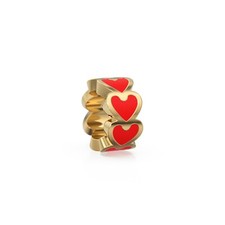 Heart Enamel Solid Gold Rondelle Spacer Beads Love Wheel Bead Charm Finding