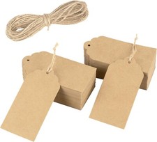 Brown Kraft Paper Gift Tags & String - 5 x 10cm/2 x 4 Inch - 200x Hanging Labels
