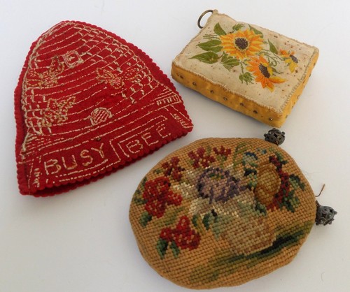 Old silk pin cushion needle - pin,