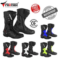 Waterproof  Boots CE motorbike Motorcycle Boots  Armoured Long Shoes Leather UK