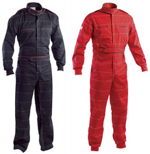 Tuta lavoro modello meccanico officina poliestere/cotone nera rossa DPI 1a cat.