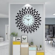 38CM Round Diamond Clock Crystal Wall Clock Silent For Living Room Non-ticking