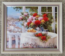 Lucia Sarto (1950) - Flower on the table, oil on canvas painting