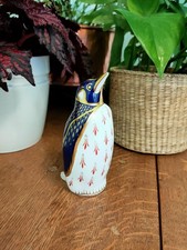 Royal Crown Derby Imari Blue Gold Emperor Penguin Porcelain Figurine 13cm Tall