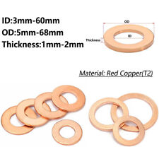 Metric Copper Sealing Washers Flat Gasket Rings ID 3-60mm OD 5-68mm Thick 1-2mm
