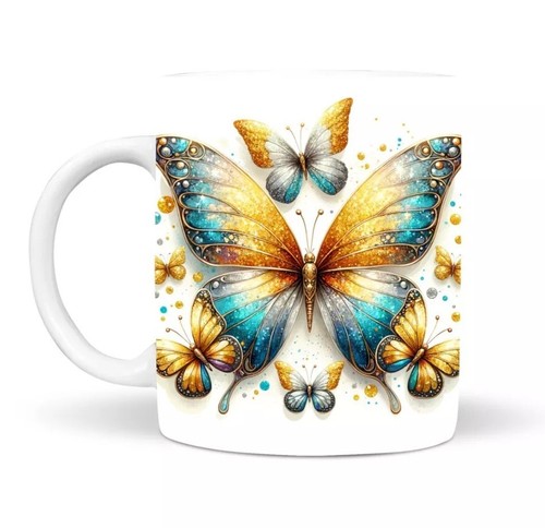 Golden green glitter butterfly - glitter,