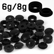 SMALL BLACK PLASTIC SCREW COVER CAPS HINGED FOLD OVER TO FIT SIZE 6g / 8g GAUGE