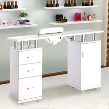 Wooden Mobile Manicure Nail Table Desk Station with Extractor Fan Dust Collector