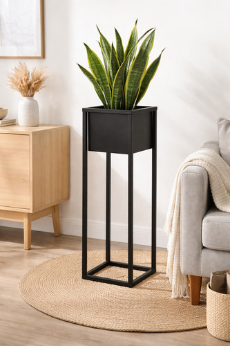 60cm black metal plant pot - metal,