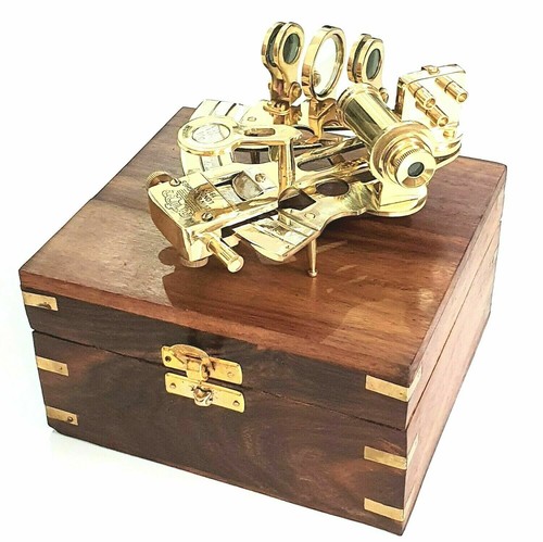 Antique brass pocket sextant - brass,