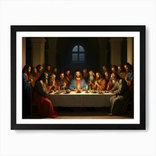 The Last Supper Of Jesus Christ Wit Framed Wall Art Poster Canvas Print Picture