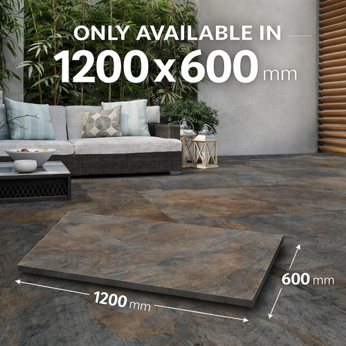 1200x600mm matt black slate - 1200x600mm,
