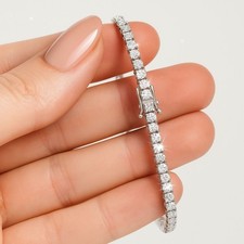 Sale! 2.75 Ct Natural Round Cut Diamond Tennis Bracelet Uk Hallmark White Gold