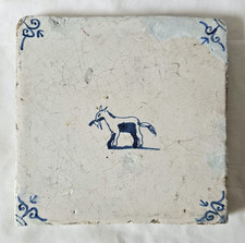 CHARMING DELFT ANTIQUE 5 INCH TILE ANIMAL FIGURE D