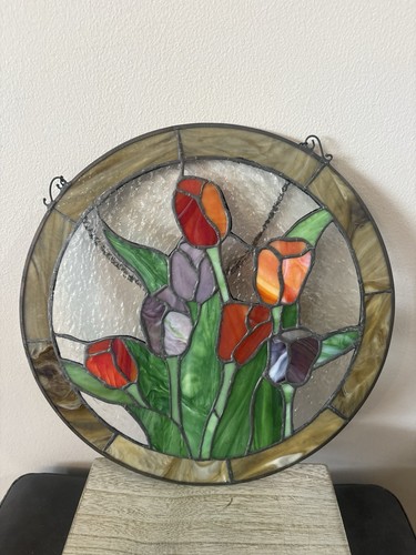 Vtg stained glass window - glass,