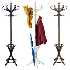Wooden Hat Coat Stand Umbrella Holder Hallway 185cm Coat Rack Tree, 12 Hooks