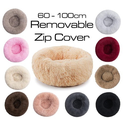 Round fluffy pet bed - round, zip