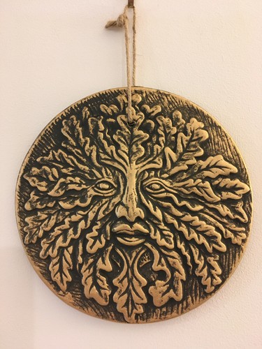 Green man terracotta wall - man,