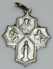 Lovely Silver Panel Cross Holy Miraculous Medal St.Joseph Christopher Prague God