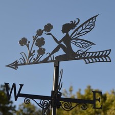 High Quality Black Metal Fairy Silhouette Weather Vane Animal Lover Gift