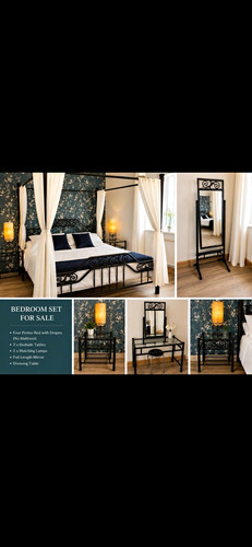 Black metal four poster canopy - poster,