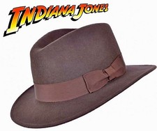 Indiana Jones Style 100% Wool Felt Fedora Brown Hat Crushable Water Repellent