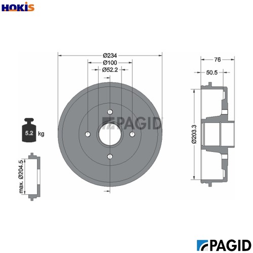 Brake drum 62916n for - brake,