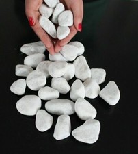 Decorative Garden Stones SNOW WHITE Marble Pebbles Greece Sizes Home Aquarium