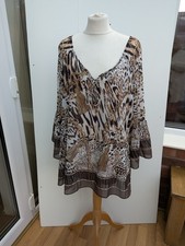 Malissa J Chiffon Top Cover Up Cami Frill Sleeves Stud Enhanced New One Size b31