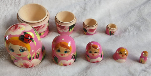 Pink wooden russian nesting - pink,