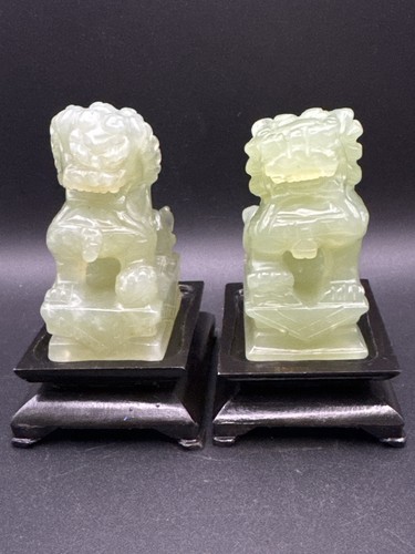 Pair chinese green stone - pair,