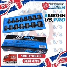 USPRO 15PC 1/2" SQUARE DRIVE 12 POINT METRIC SHALLOW IMPACT SOCKET SET 10MM-24MM