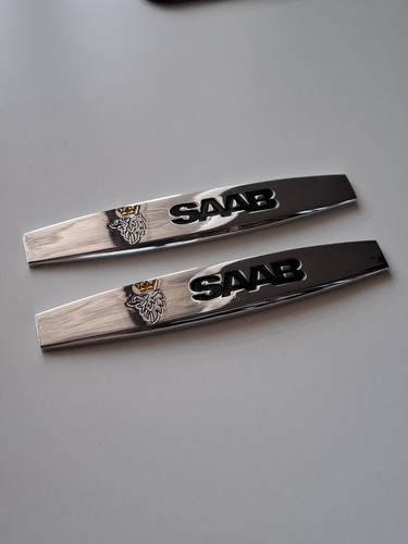 Saab chrome plated - badge, pair