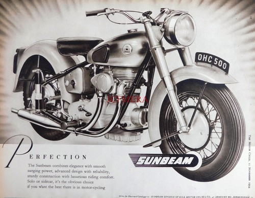 Sunbeam ohc 500 motor cycle - sunbeam,