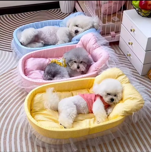 Soft gingham pet bed for - soft, cats