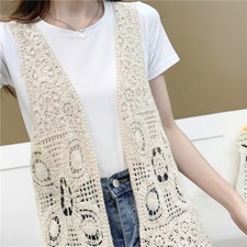 Women Crochet Floral Waistcoat