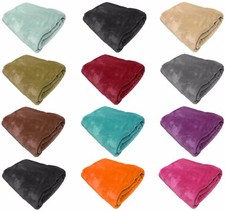 FAUX FUR FLEECE THROW SOFT WARM MINK LARGE SOFA BED BLANKET 10 COLOURS 4 SIZES