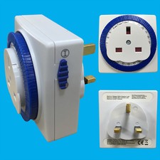 24 Hour Segment Timer Switch, Programmable On/Off Function, UK Mains 3-pin Plug