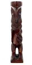 Vintage HAND CARVED MAORI MYTHICAL WOODEN SCULPTURE New Zealand 21 cm