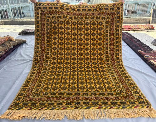Gold hand knotted - hand, afghan