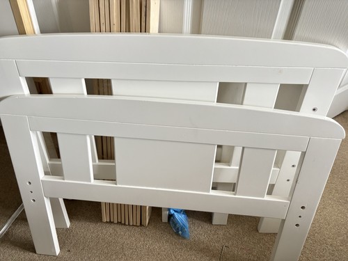 White wooden cot bed - cot,