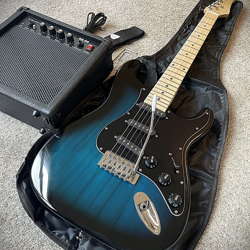 Blue electric guitar - electric,