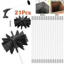 21 x Flexible Chimney Sweep Kit Flue Sweeping Brush & Rod Kit Soot Cleaning Rods