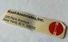 Original KNOLL LABEL from a vintage Eero Saarinen Tulip chair and table