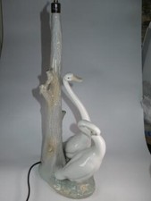 Striking NAO/LLADRO Ceramic Lamp Stand Pair of Geese