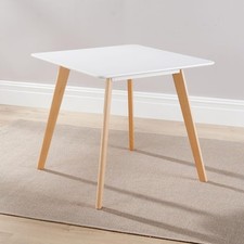 Dining Table 80cm Beech Legs White Top Diner Kitchen Home Modern Seconds