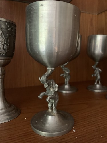 Pewter goblet with - goblet, elephant